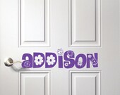Vinyl name for girls door or bedroom --vinyl decal- personalized, custom, girl, flower