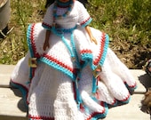 Vintage 14" Ethnic Doll in Custom Handmade Dress & Petticoat Embellished with Conchos