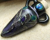 Hollow Glass Vessel Pendant Hand Blown Aromatherapy Bottle on Adjustable Satin Necklace SRA