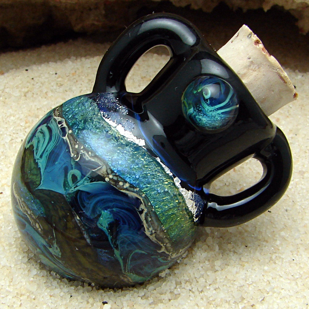 Aromatherapy Bottle Pendant for Essential Oils and Perfume Hand Blown OOAK Glass Vessel