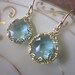 Gold Aquamarine Earrings - Pear Shape with Gold Design - Bridesmaid Earrings - Wedding Earrings - Christmas Gift