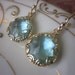 Gold Aquamarine Earrings - Pear Shape with Gold Design - Bridesmaid Earrings - Wedding Earrings - Christmas Gift
