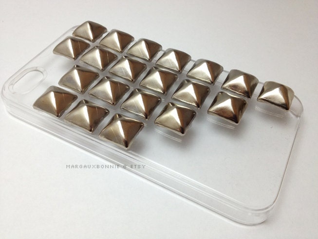 FREE Shipping US -- Silver Large Studs iPhone 4 4S 5 Samsung Galaxy S3 S4 Note Clear Studded Phone Case AT&T Verizon Sprint