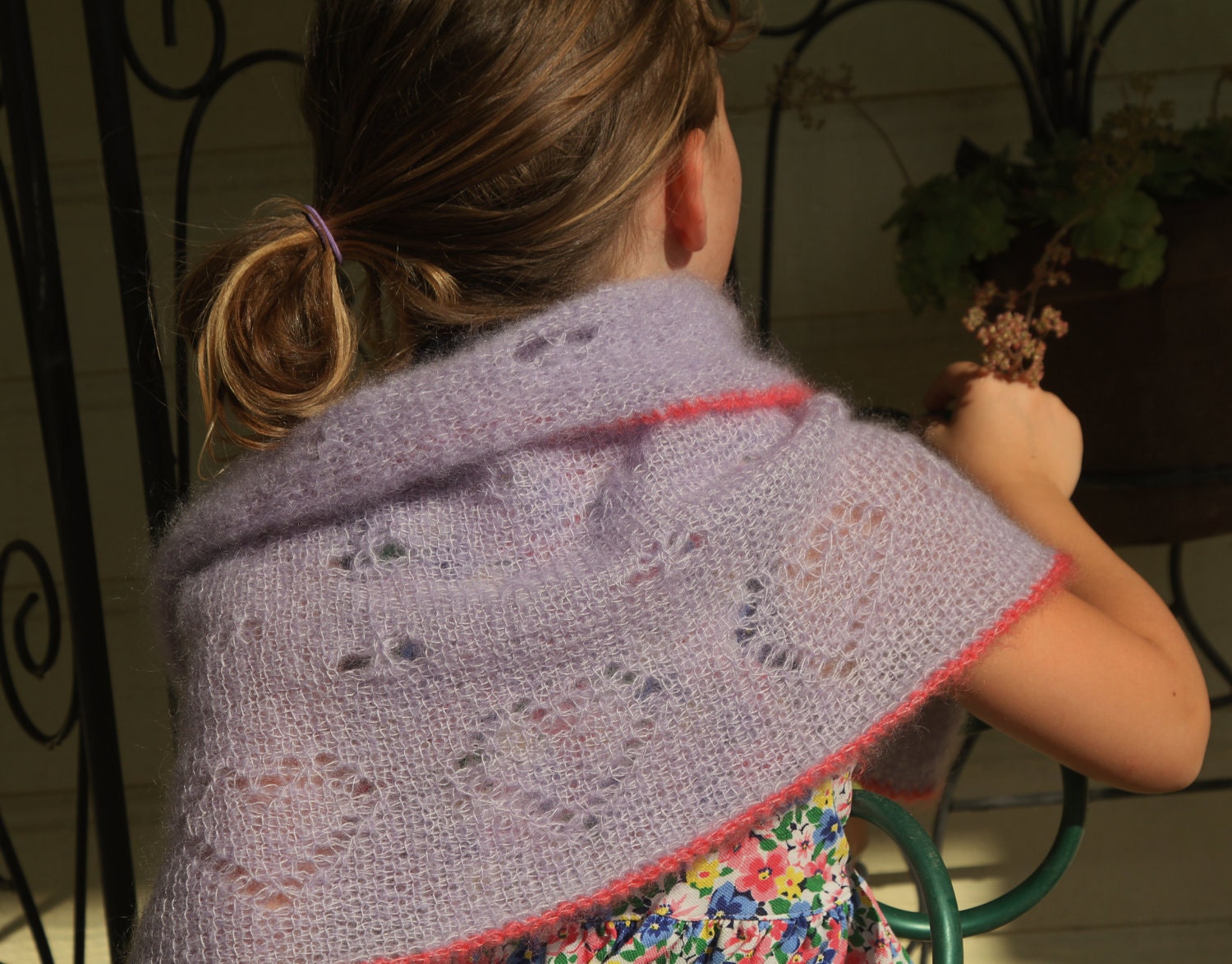 Crochet Pattern, Girls Crochet Shawl Pattern - Tunisian Crochet Shawl Pattern