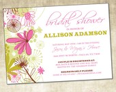 Bridal Shower Invitation (PRINTABLE FILE), Retro Bridal Shower, Modern Floral