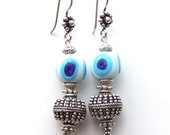 Byzantine Beauty Earrings - Handmade Glass Evil Eye Bead
