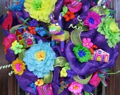 Deco Mesh PURPLE FIESTA WREATH