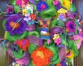 Deco Mesh GREEN FIESTA WREATH