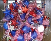 Deco Mesh PATRIOTIC FIREWORKS WREATH