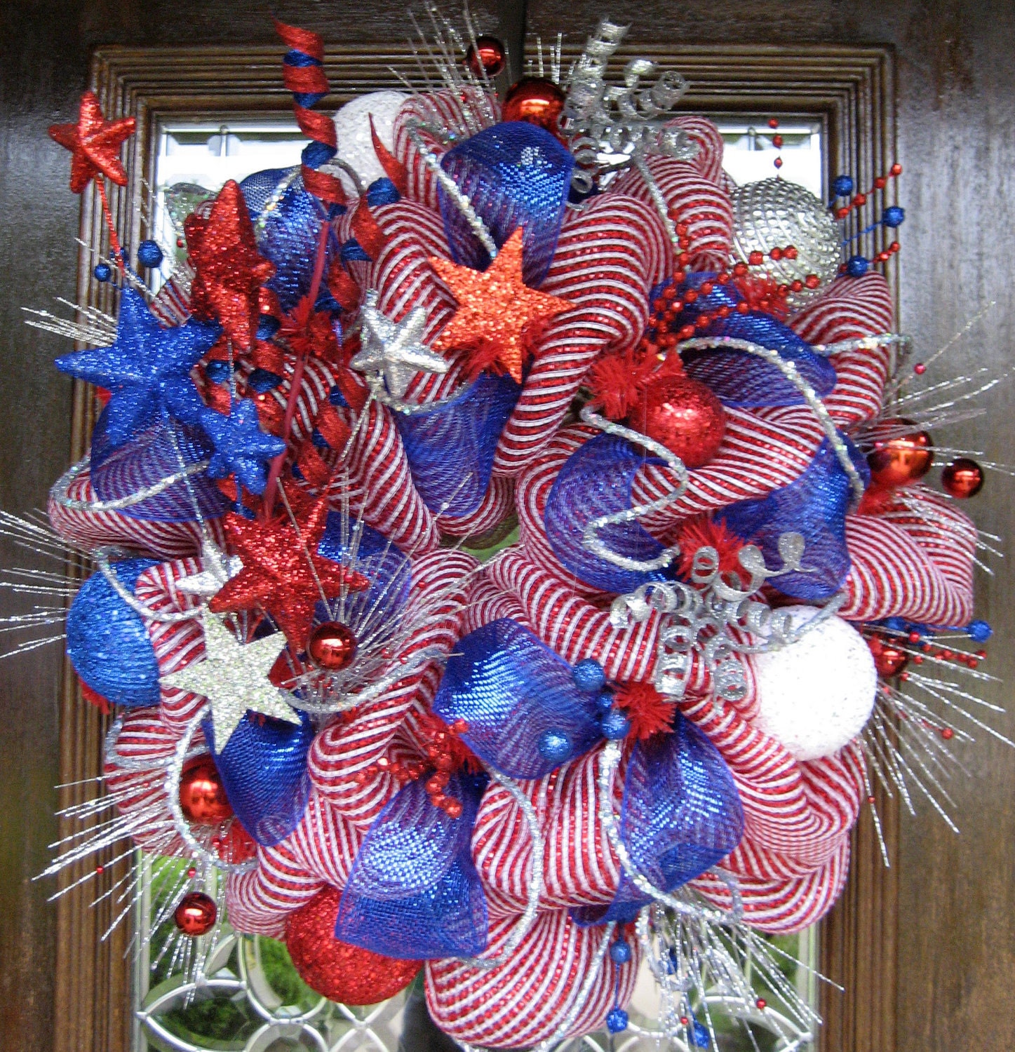 Deco Mesh PATRIOTIC FIREWORKS WREATH