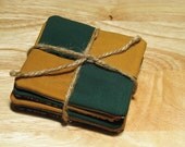 Set of four reversible fabric coasters