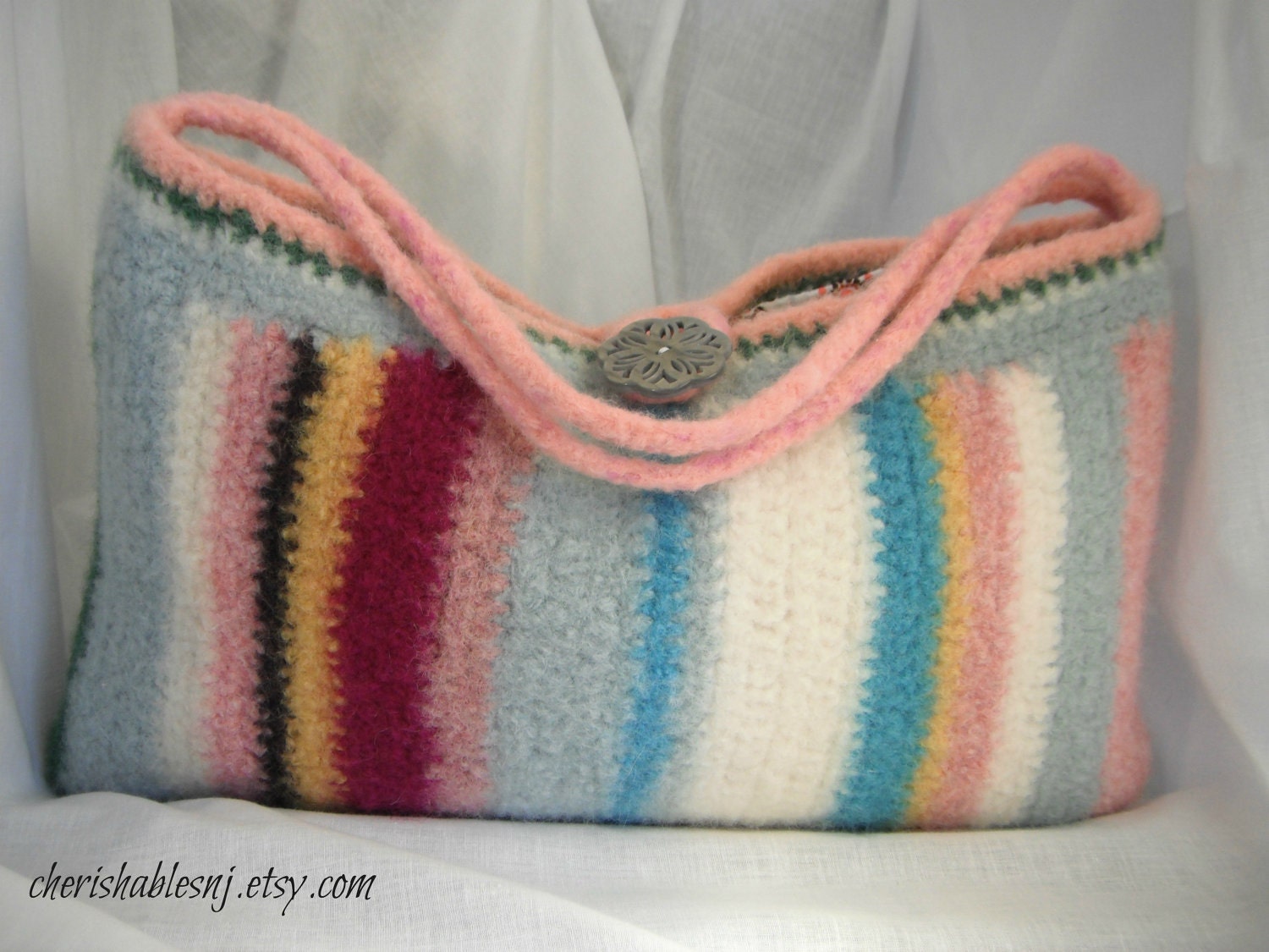 Summer Stripe Felted Purse - 100% Handmade - OOAK - Spring Purse - Bright Colors - Ready to Ship