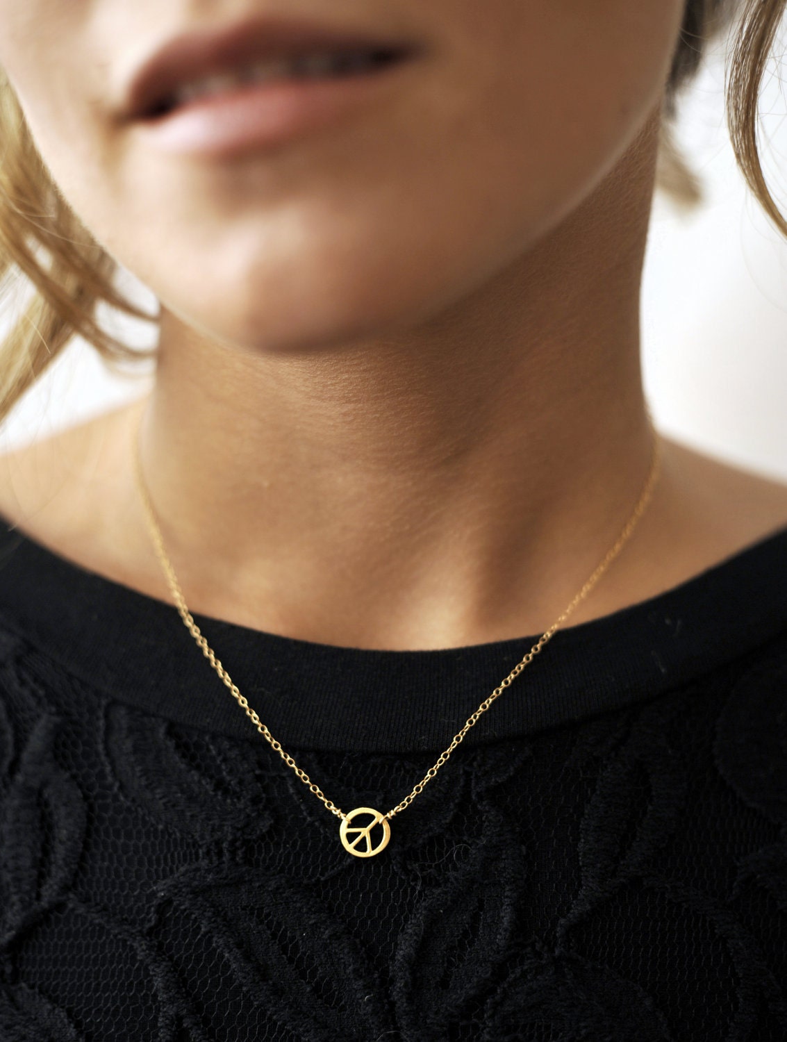 Peace necklace. 14kt gold filled