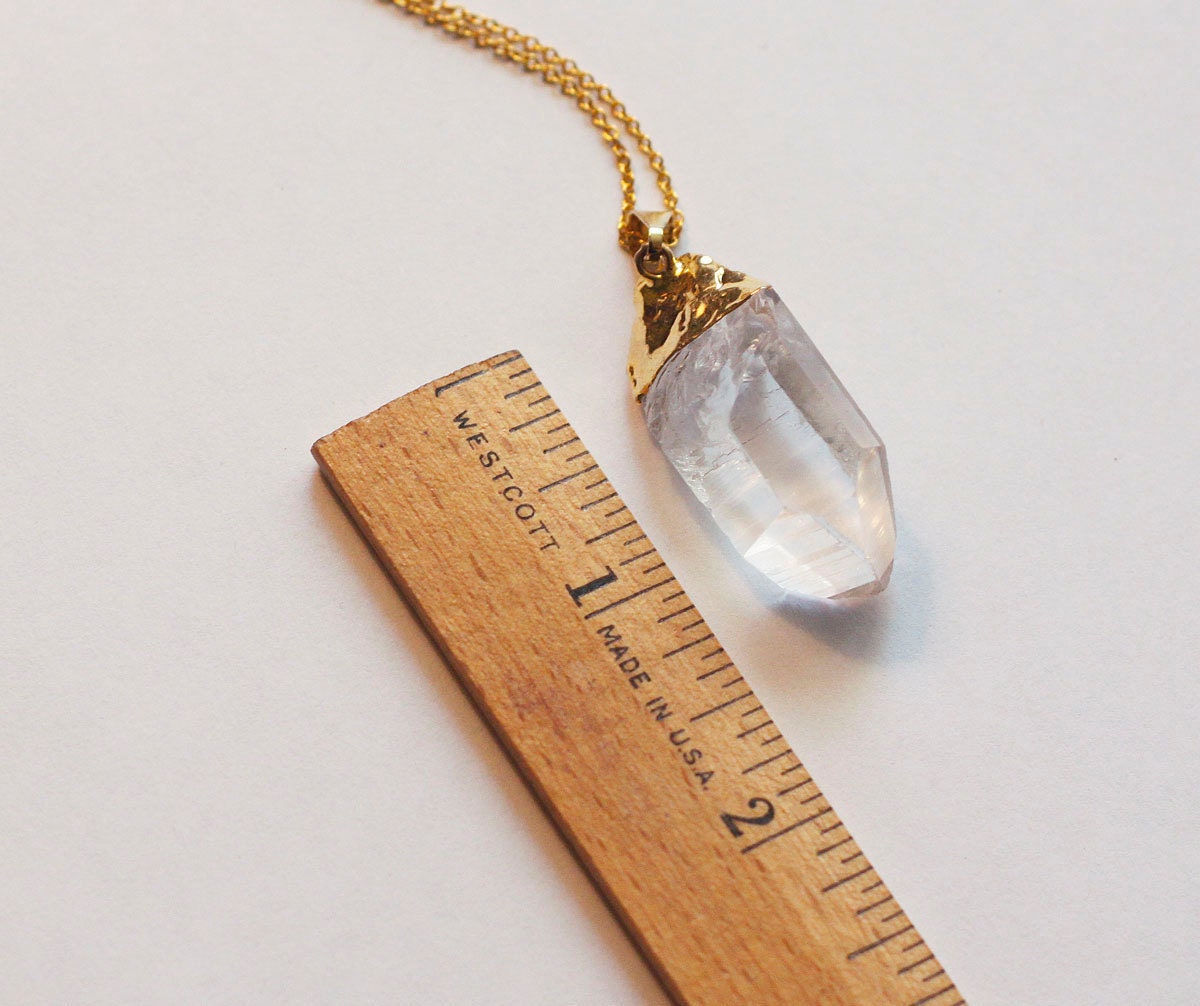 Gold dipped quartz pendant // Gold plated chain // crystal necklace // Fall Jewelry