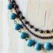 Crackled Turquoise Czech Glass and Antiqued Copper Beaded Bib Necklace