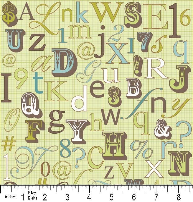 Penny Lane by Deena Rutter for Riley Blake, Letters Green, SKU C7101, 1 yd
