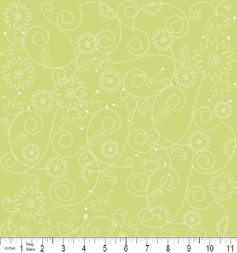 Penny Lane by Deena Rutter for Riley Blake, Swirls Green, SKU C7102, 1 yd