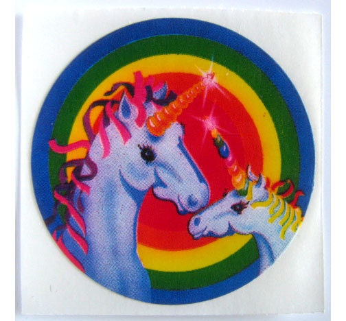 Rare Vintage Lisa Frank Rainbow Maned Unicorns Sticker 80's