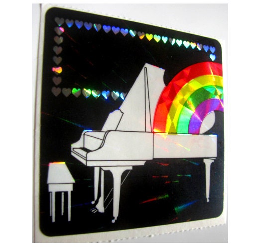 Vintage Sandylion Piano Rainbow Music Prism Sticker 80's Prismatic