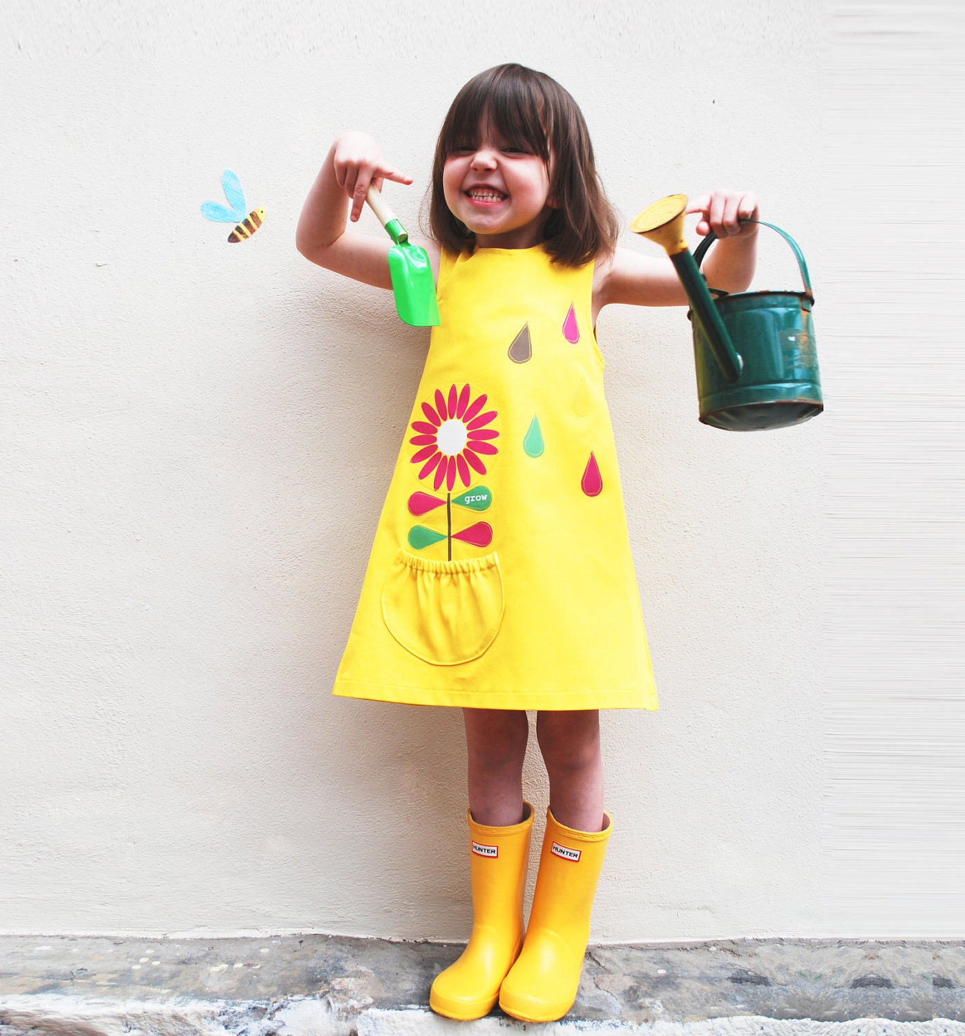 Girls summer yellow flower dress - wildthingsdresses
