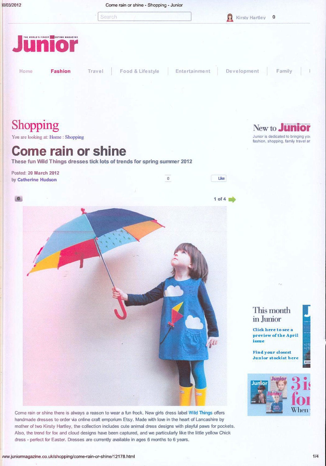 KITE & silver cloud- Little girls dress -Windy Day- blue corduroy age 6M to 6T-Wild Things Dresses