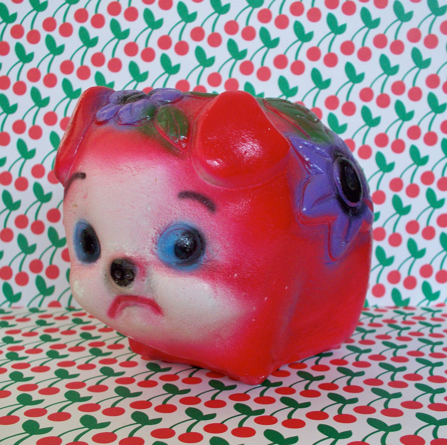 Rare Vintage Kitsch Bright Pink Mexican Piggy Chalk Bank