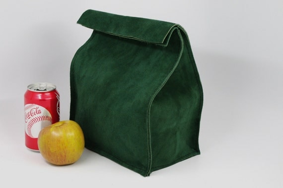 Leather Lunch Bag - "Go" Green -    It's fun, it's leather, it's a great conversation starter.