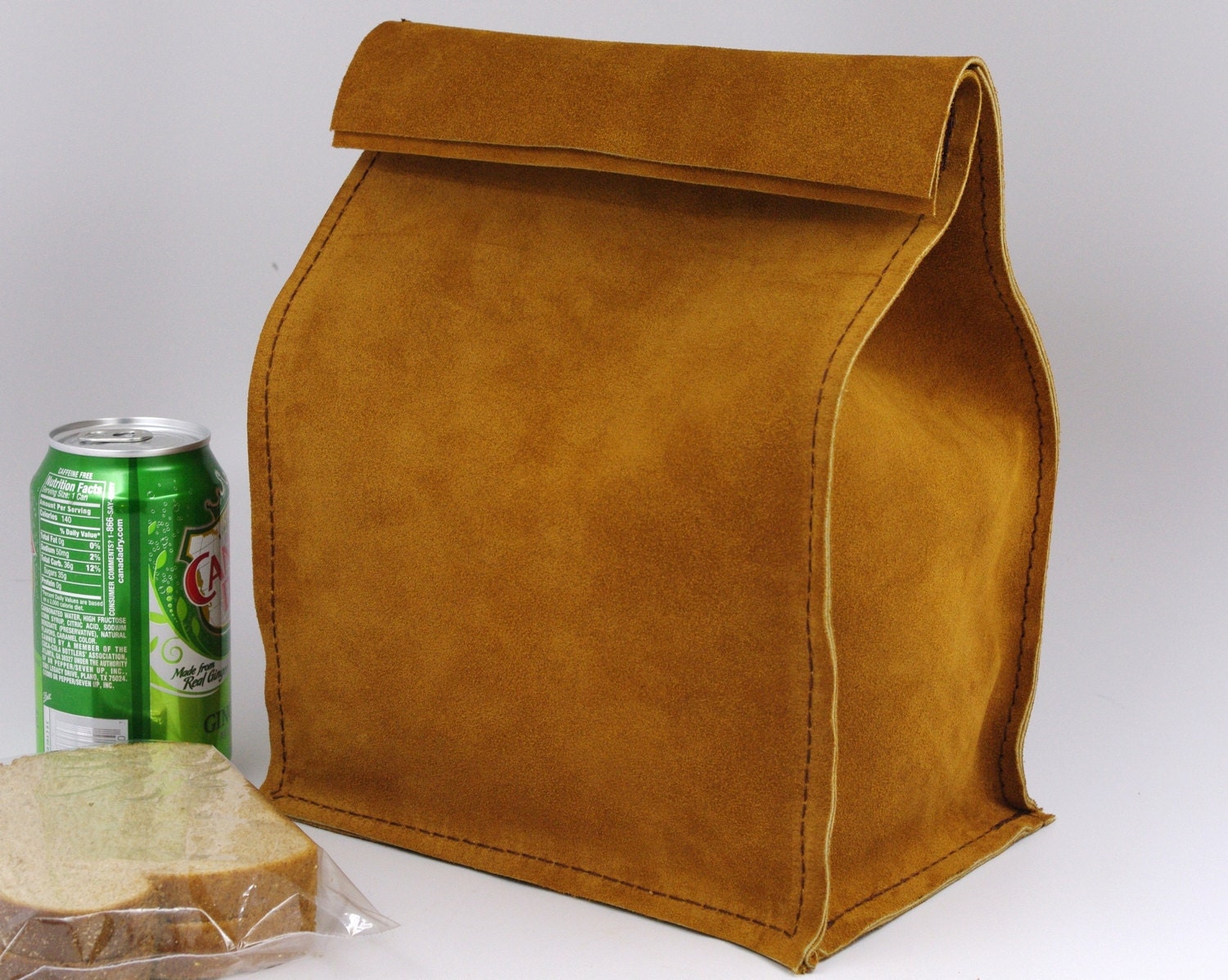 Leather Lunch Bag - Large - light brown - It's fun, it's leather, it's a great conversation starter.