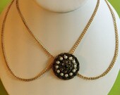 Gold Peter Pan Necklace with Pearl Pendant