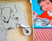 vintage 50/60s wooden puzzle - ELEPHANT chunky puzzle / simplex no. 143 - LittleMsTips