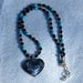 Turquoise and Dumortierite Handmade Necklace with Cobalt and Silver Glass Heart