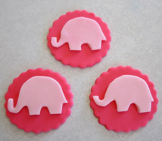 PInk Elephant Silhouette Toppers - 1 Dozen Il_570xn