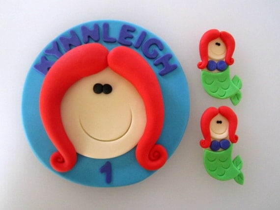 Mermaid Cake Topper & 14 Mermaid Cupcake Toppers Il_570xn