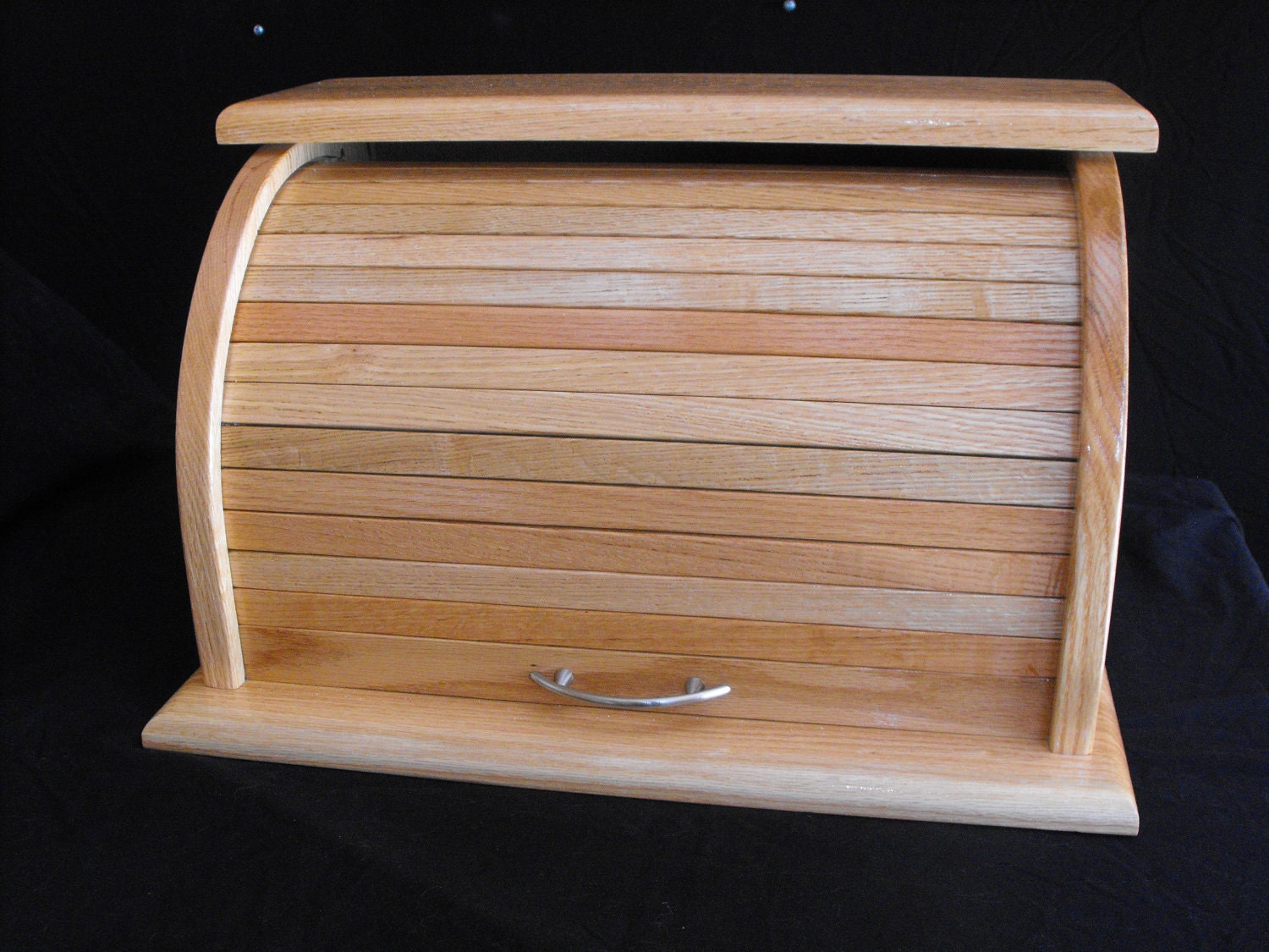 oak roll top bread box