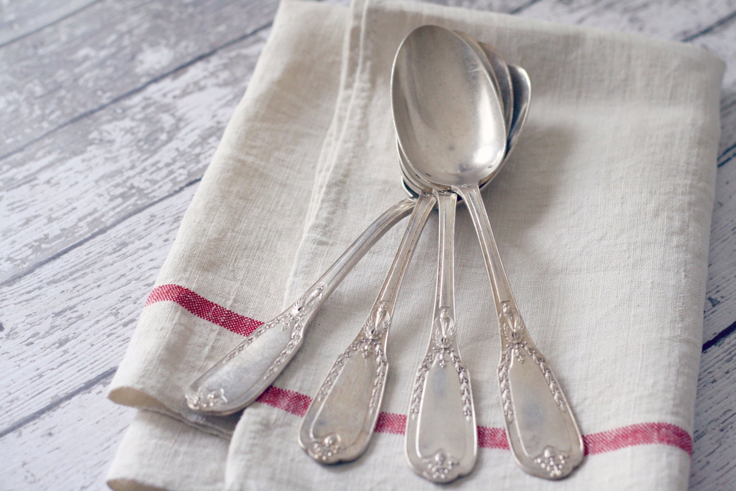 Antique French Silver plate Serving Spoon - by Ravinet d'enfert - Set of 4 - RARE circa 1890