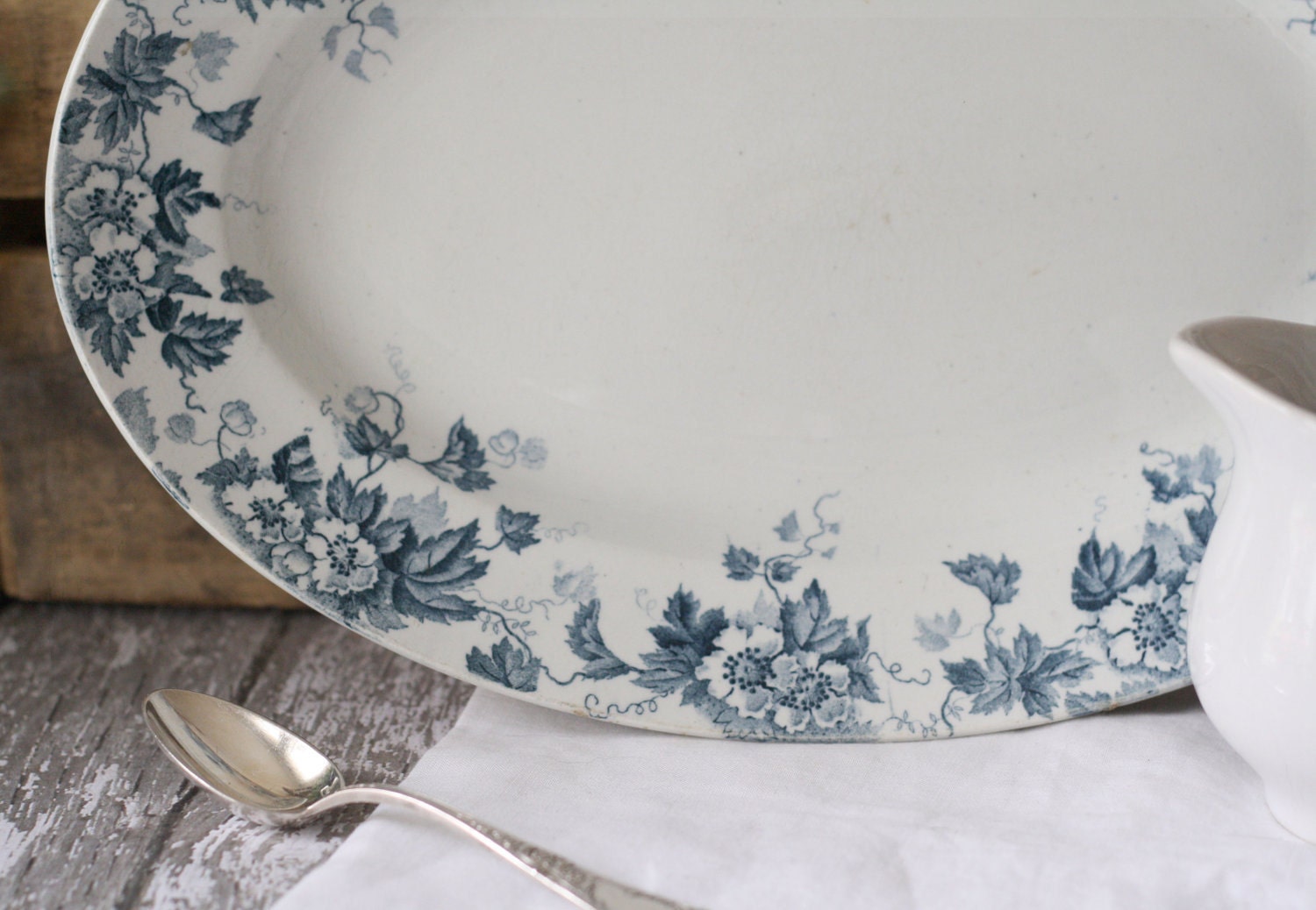 Antique French Faience Platter - Blue and White - by Saint Amand - circa 1900's