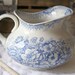 Antique French Blue Transferware Pitcher - Floral - Jardiniere - by Saint Amand - circa 1890's