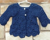 Elegant Carolyn Sweater Crochet Pattern Sizes Newborn, 0-3 and 3-6, 6-9 and 12 Months