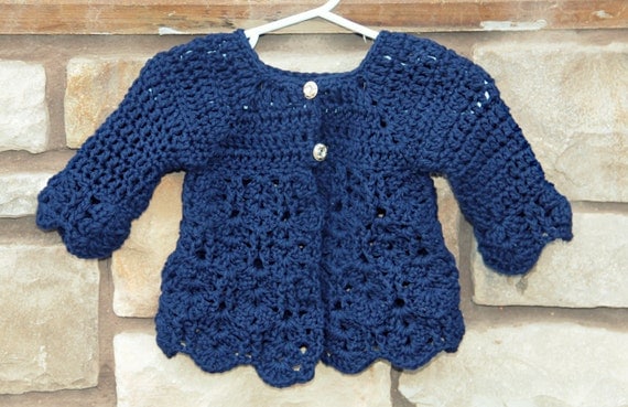 Elegant Carolyn Sweater Crochet Pattern Sizes Newborn, 0-3 and 3-6, 6-9 and 12 Months