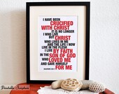 Galatians 2:20. Crucified with Christ. 8x10in. DIY. Printable Christian Poster. Bible Verse.