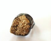Sparkly Gold Druzy Sterling Silver Ring