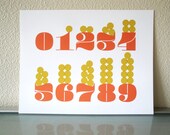 Numbers: a modern design print, 8.5 x11, coral