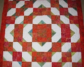 Lap Quilt Vibrant 36" X 52" Train Track Design