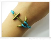 10% OFF Adjustable Vintage Hunger Games Bacelet  Bule Anchor  Bracelet  With Blue Ropes Cuff  Bracelet  Vintage bracelet  666S