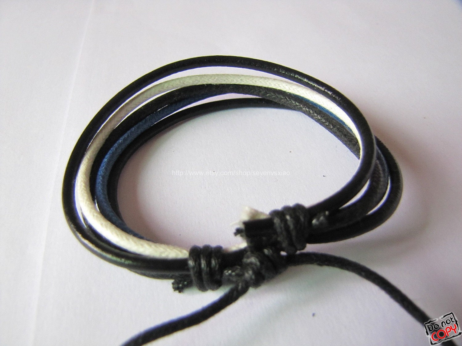 Adjustable High Fashion/Hip Hop Leather And Multicolour Cotton Rope Woven Bracelets 405S