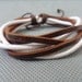 Brown Leather multicolour Cotton Paraffined Ropes Woven Bracelet Cuff 156S