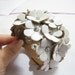 White Soft  PU  Flowers Multi-Crystal Adjustable Cuff Bracelet 399S