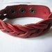 Red Leather Bracelet Cross Weave Bracelet Adjustable 456S