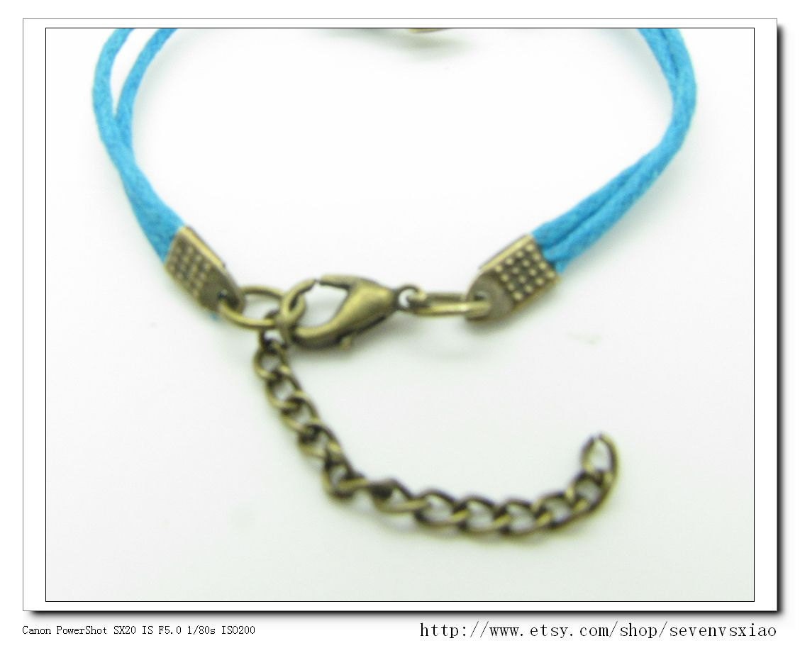 10%OFF Discount Blue Ropes Steampunk Bracelet antique silver karma bracelet,Infinity Wish Bracelet Adjustable Bracelet 608S1