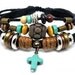 Adjustable Couple bracelets Cuff made of Leather Ropes and Color Wooden Beads unisex bracelet cuff bracelet Jewelry Bangle bracelet  716S